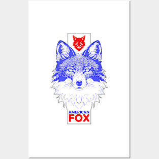 American fox graphic tshirt design by ironpalette Posters and Art